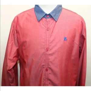 NWOT STONEAGE JEANS CO. L/S Shirt Men Slim Cotton Size XL Red W Denim Accent